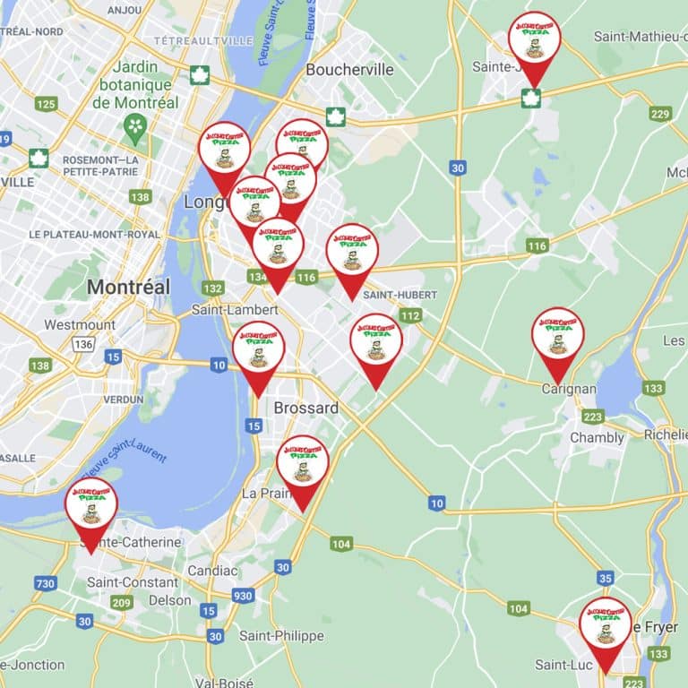 Jacques Cartier Pizza Map Succursales
